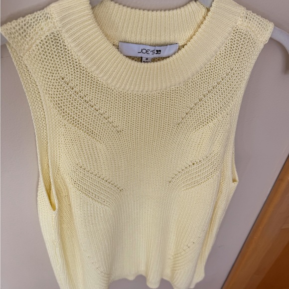 JOE’s Cotton Sweater Tank Top Yellow Sleeveless Crew Neck Anise Flower Preppy - Picture 5 of 9